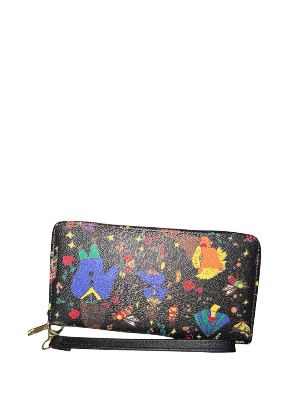 2pc Black Multicolor Printed “Graffiti” Shoulder Tote w/matching long Wallet - Picture 3 of 3